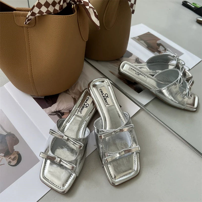 Fairy Shoes Bows Open Toe Slippers