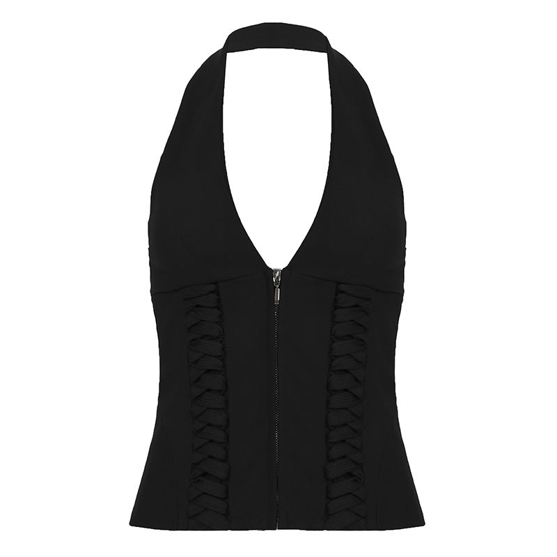Women's Waist Trimming Lace Up Body Shaping Strap Halterneck Vest
