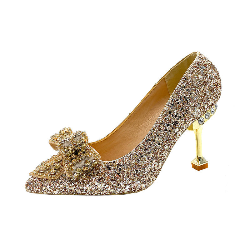 Crystal Sequins Stiletto Pointed-toe Shoes