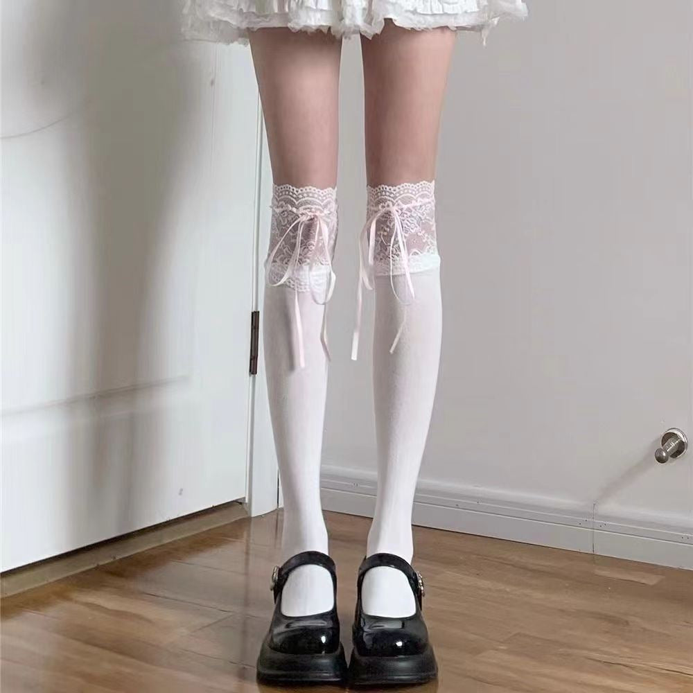 Women's Summer Fashion Ribbon Bow Tube Socks
