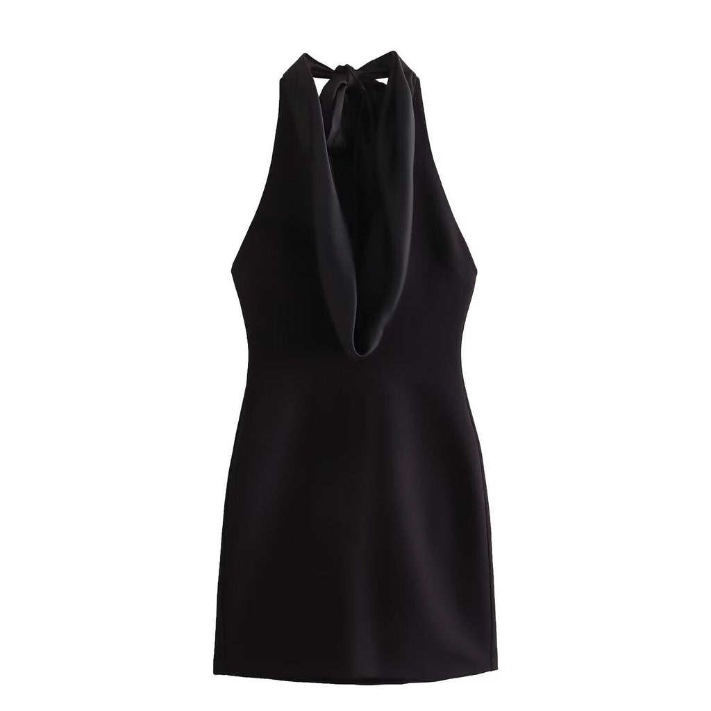 Swinging Collar Casual Midi Dress For Women Backless Lace Dress