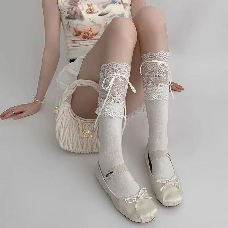 Women's Summer Fashion Ribbon Bow Tube Socks