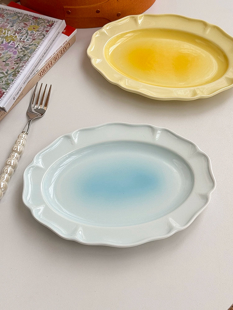 Gradient Lace Underglaze Porcelain Tableware Dish and Bowl Dish