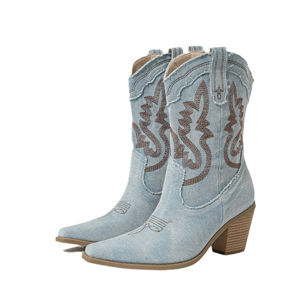Cowgirl Fashionable Chunky Heel Women's Boots