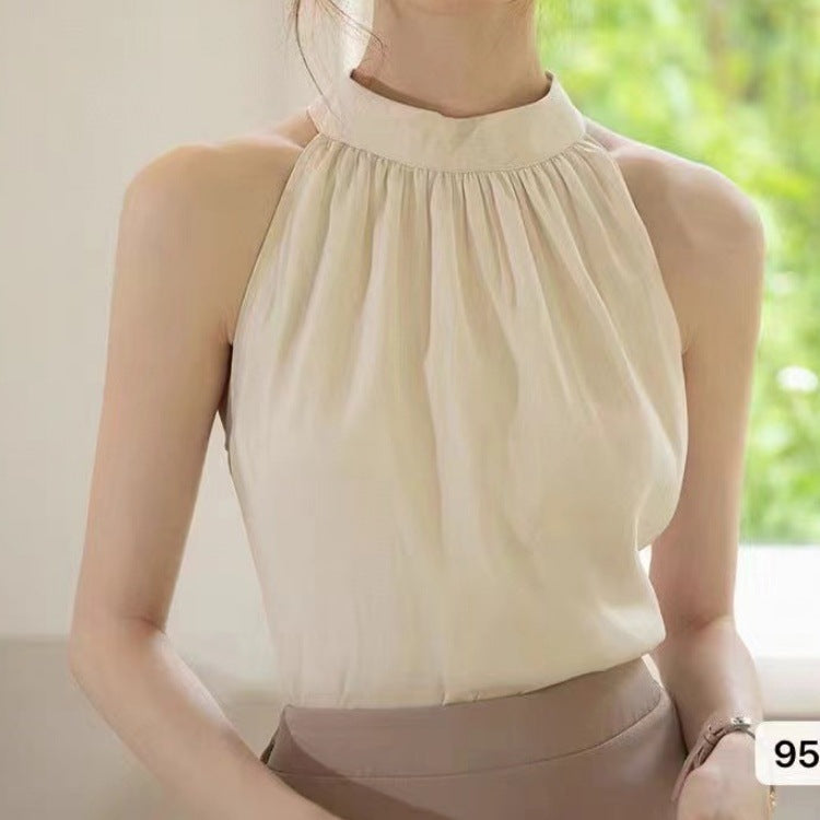 Design Sleeveless Shirt Women's Niche Wear Beauty Shoulder French Halter
