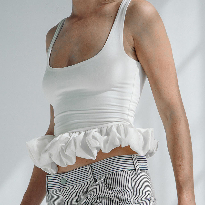 Women's All-match Solid Color Stitching Fashion Vest