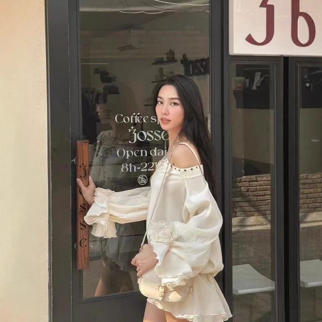 Shirt Bell Sleeve Loose Long Sleeve Short Dress