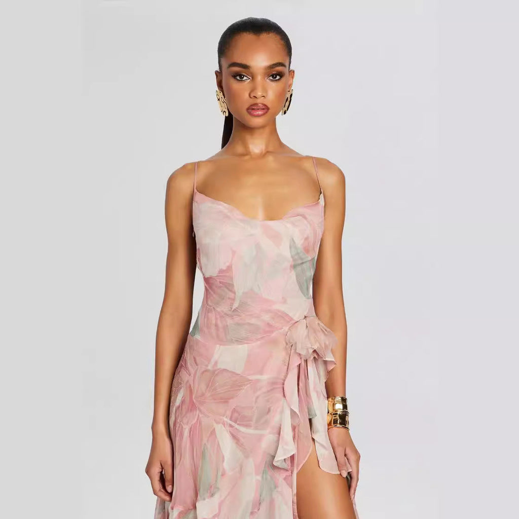 Women's Irregular Oblique Ruffled Skirt With Suspenders