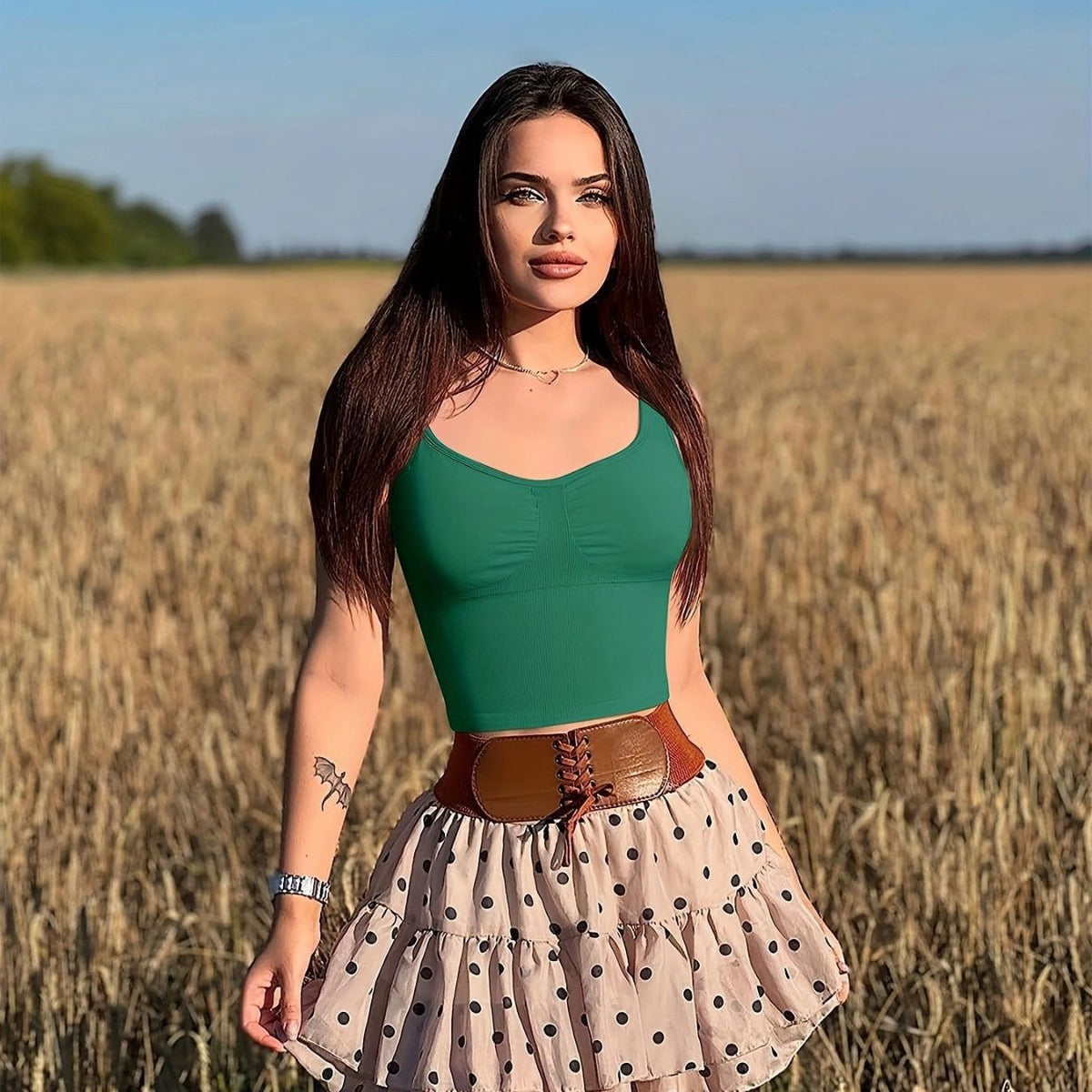 Solid Color Small V-neck Sleeveless Short Fashion Sexy Vest With Chest Pad