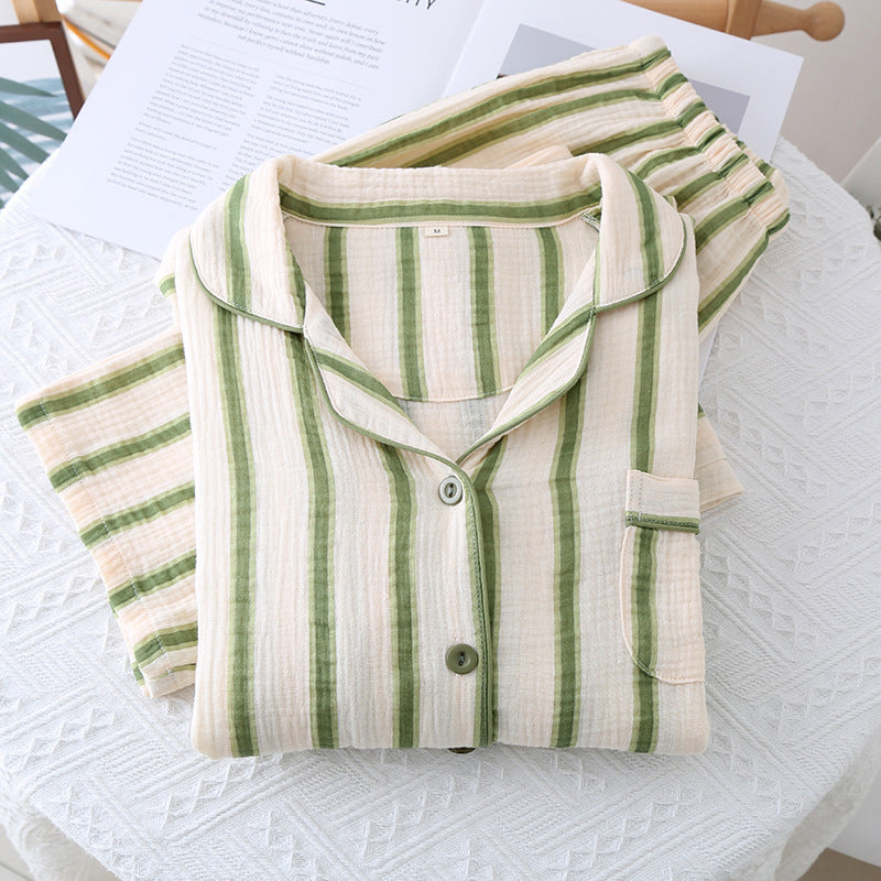 Women's Double-layer Gauze Loose All Cotton Crepe Pajamas Suit