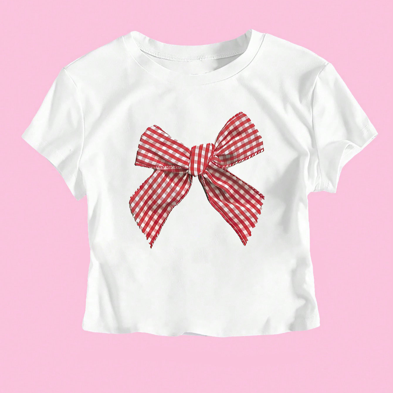 Women's Casual Short Bow Printed Top