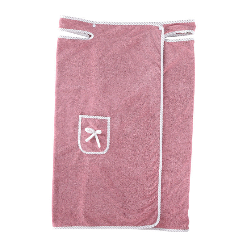 Wearable Bath Towels Suspenders Fleece Bath Skirt
