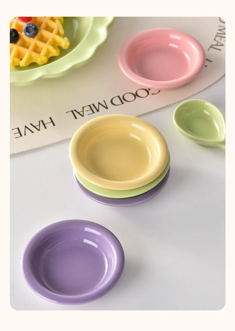 Gentle Lighting Dining Cream Style Ceramic Small Plate