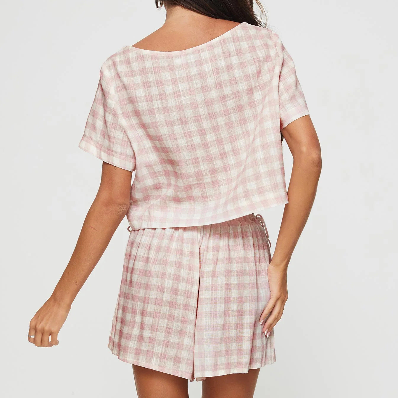 Women's Fashion Bowknot Button Shorts Casual Suit