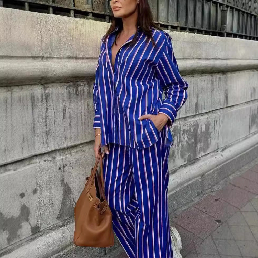 Striped Shirt Trousers Suit