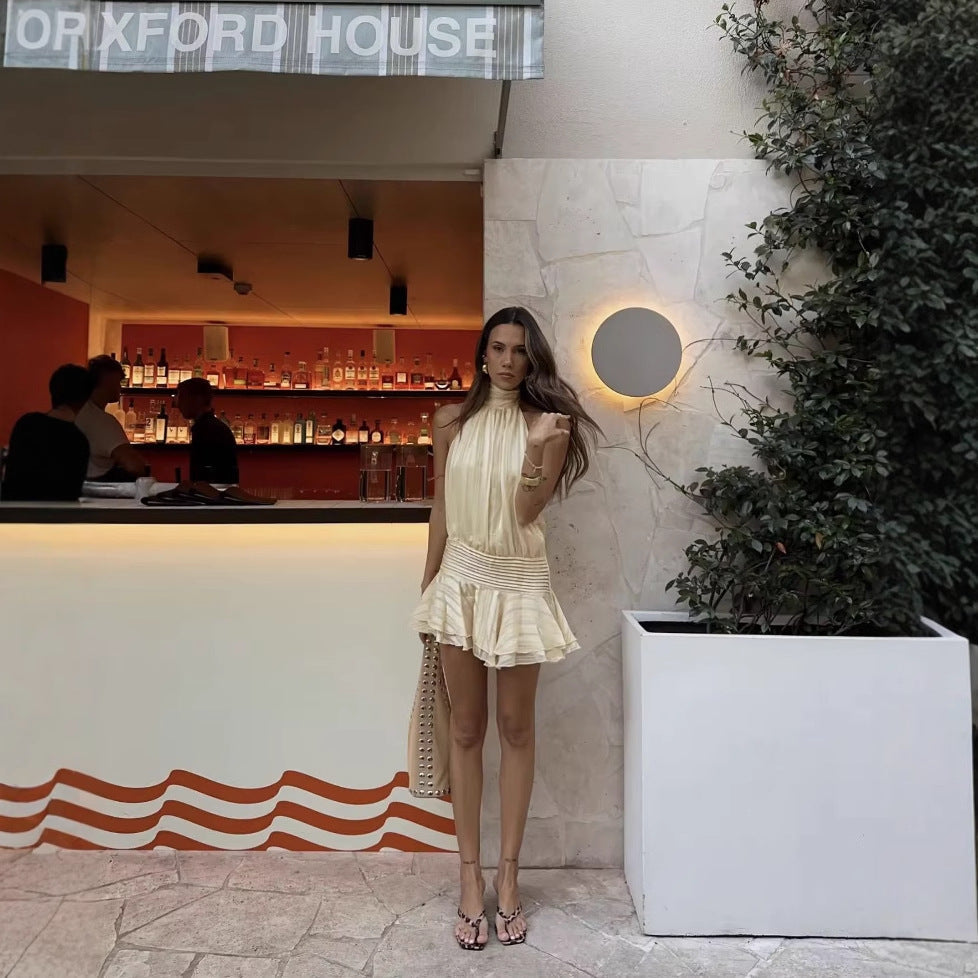 Women's Graceful And Fashionable Halter Satin Dress