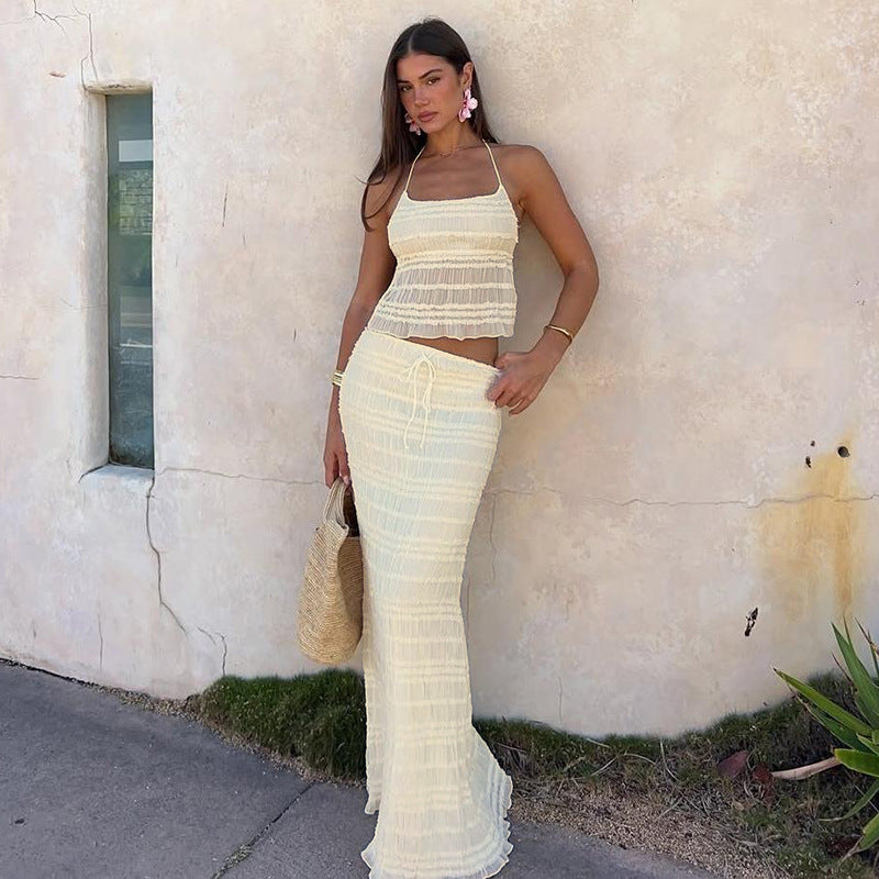 New Fashion Halter Series Long Skirt Two-piece Set