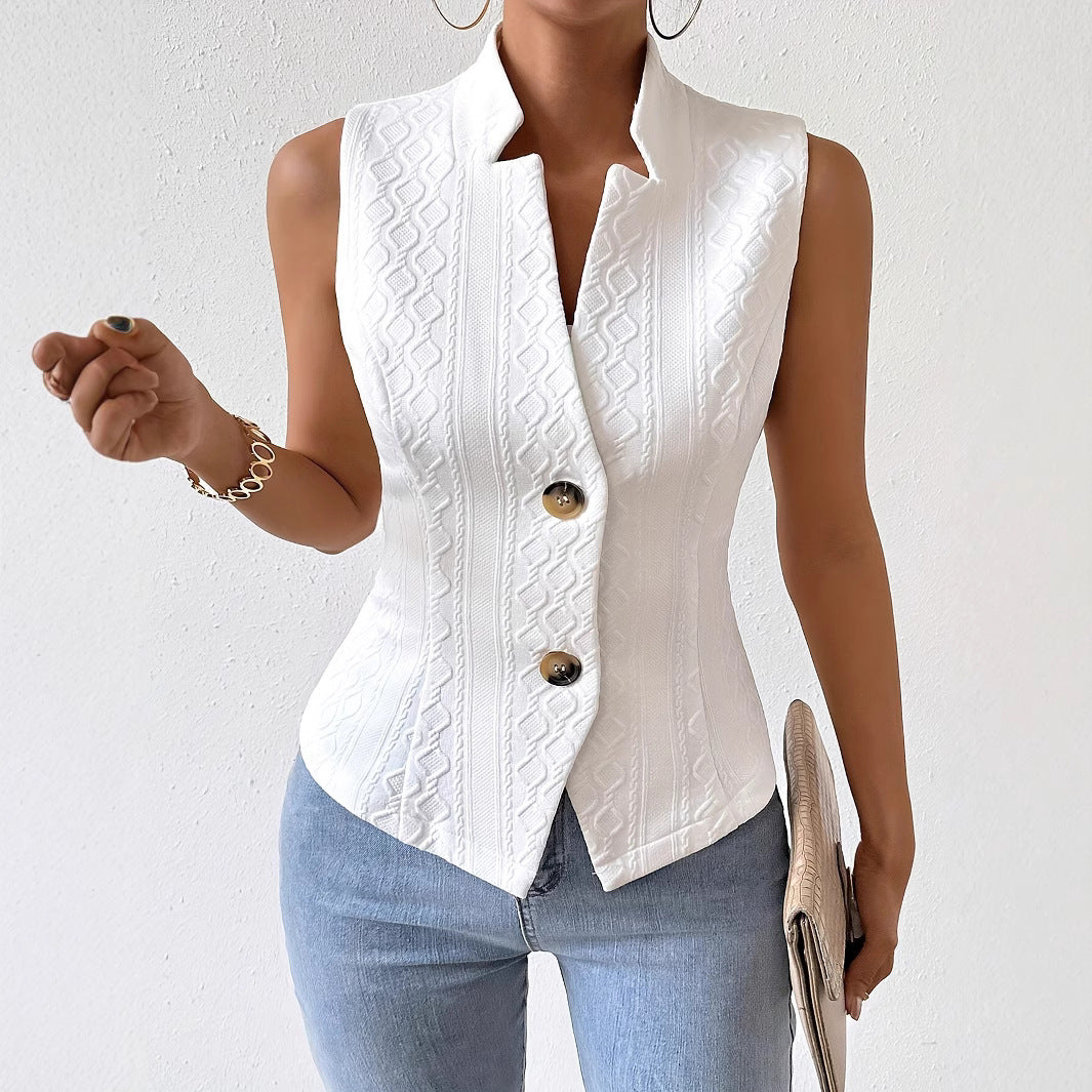 Women's Sleeveless Blazer Button Vest