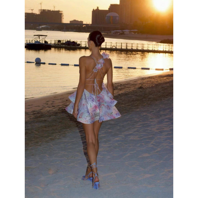 Women's Floral Halter Spaghetti Straps Jumpsuit