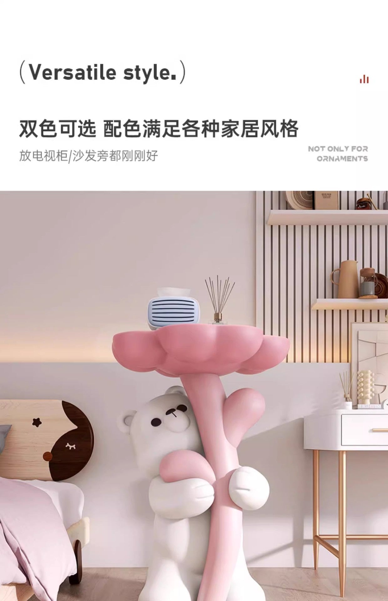 Cute Cartoon Bear Hug Flowers Landing Side Tables Living Room Bedroom Creative Table Home Decoration