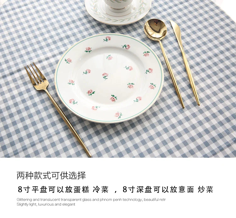 Floral Luxury Ceramic Teapot, Cup, Dessert Plate