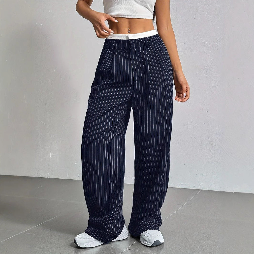 Stitching Suit Pants Simple Loose Drooping Straight-leg Pants