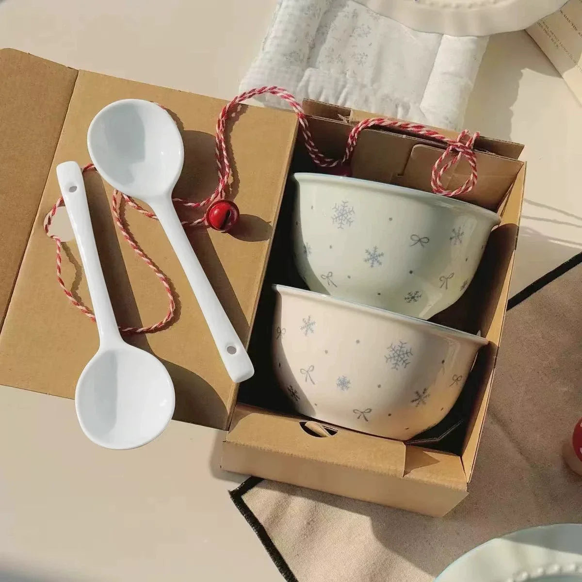 Ceramic Underglaze Color Bowl and Dish Tableware for One Person Bowl Spoon Bowl and Chopsticks