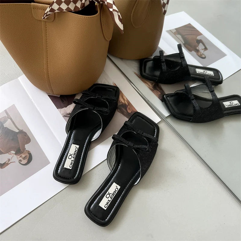 Fairy Shoes Bows Open Toe Slippers