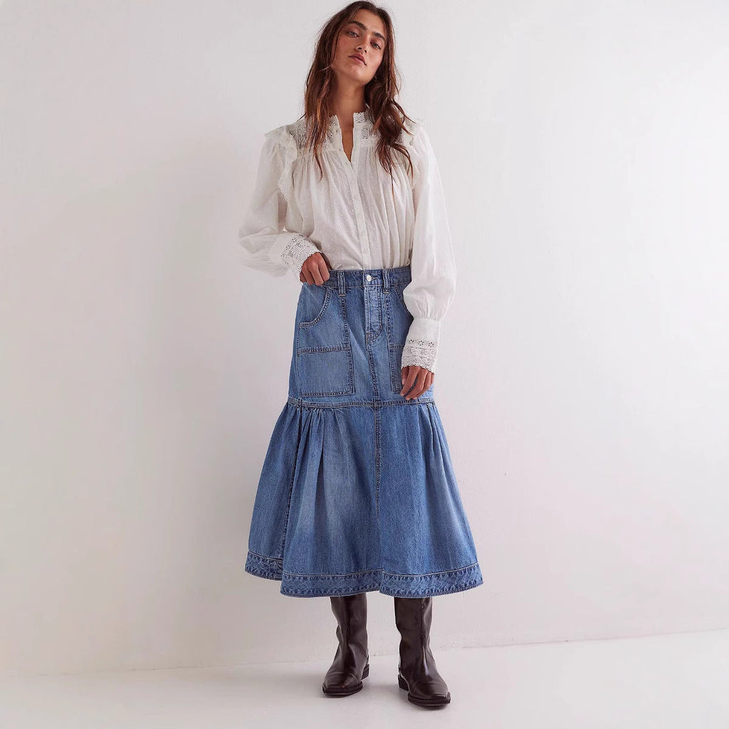Fashion Retro Women's Casual Denim Skirt