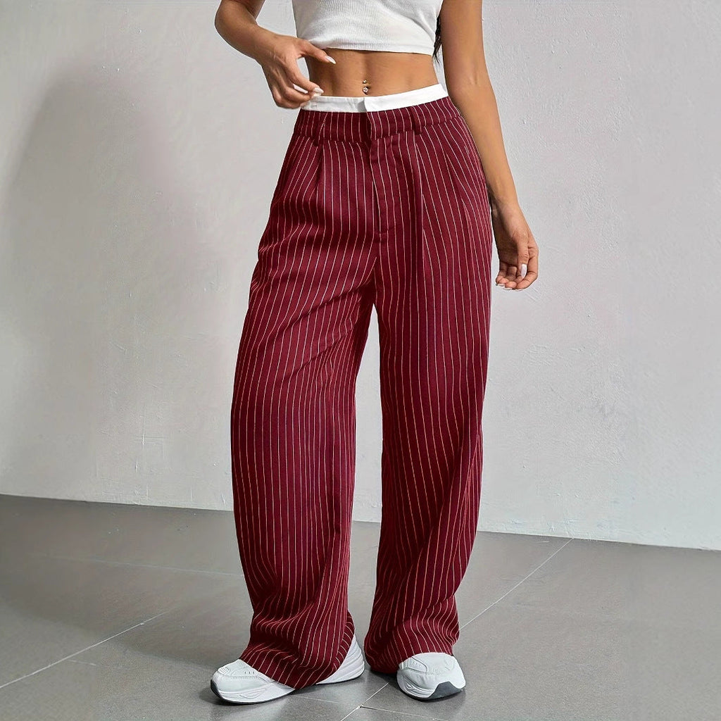 Stitching Suit Pants Simple Loose Drooping Straight-leg Pants