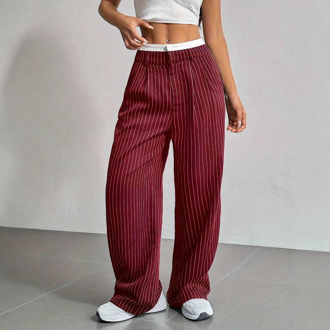 Stitching Suit Pants Simple Loose Drooping Straight-leg Pants
