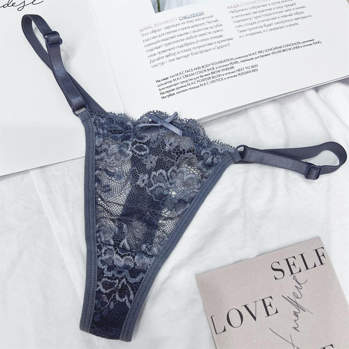 Hollow Lace Adjustable Buckle Low Waist Soft Comfortable Underwear