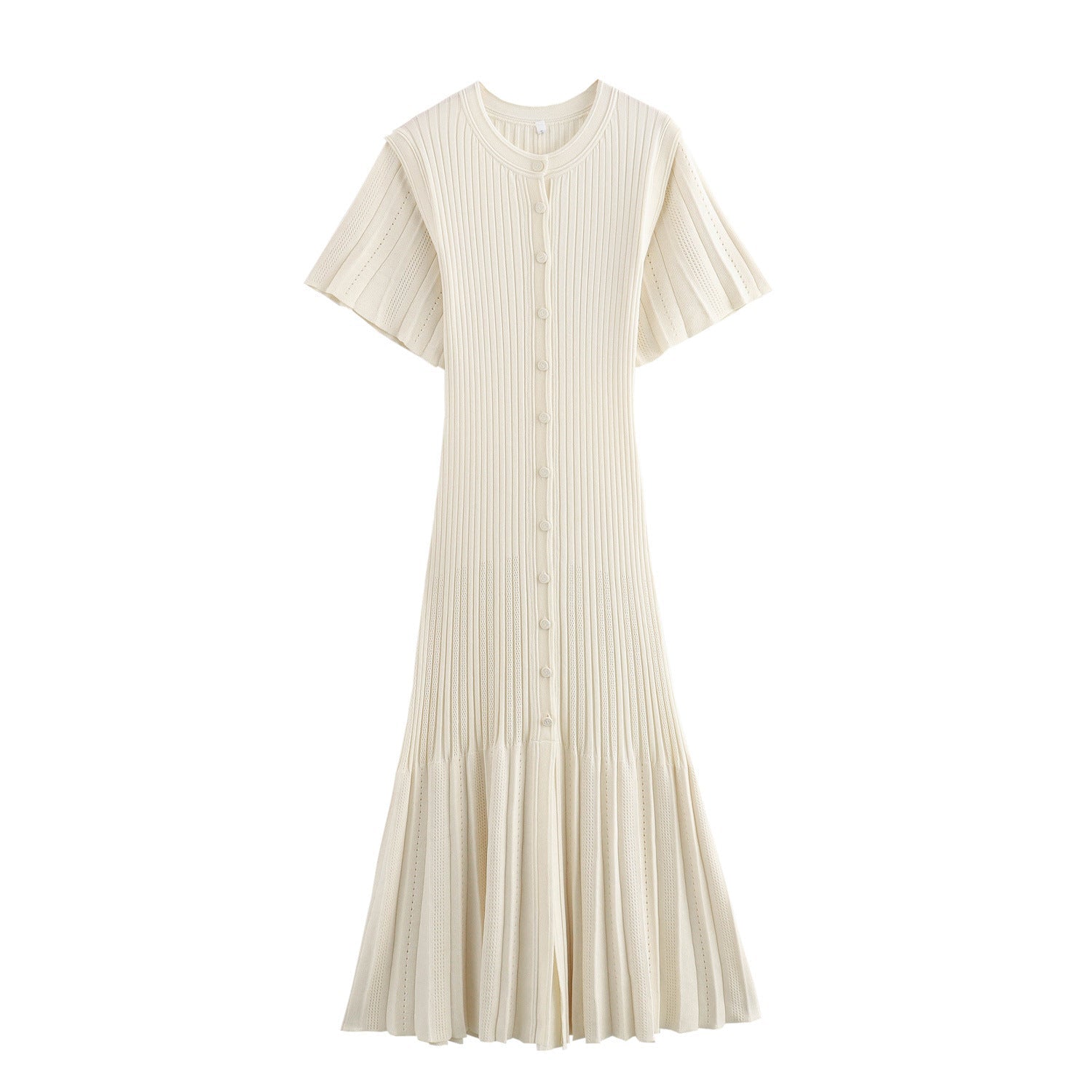 Women's Clothing Fashionable Knitted Single Row Dress