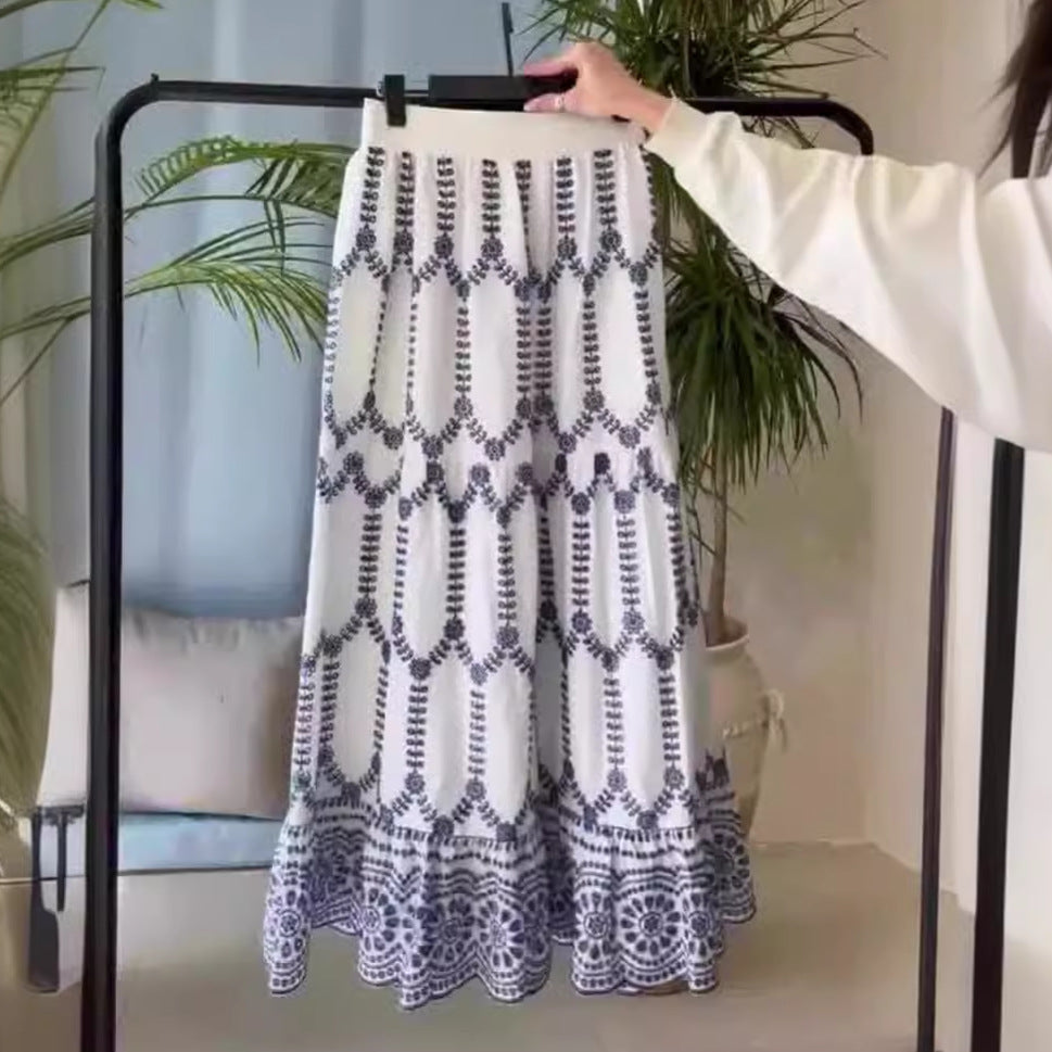 Printed Lace-up Bra Skirt Two-piece Set