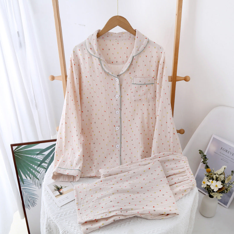 Women's Double-layer Gauze Loose All Cotton Crepe Pajamas Suit