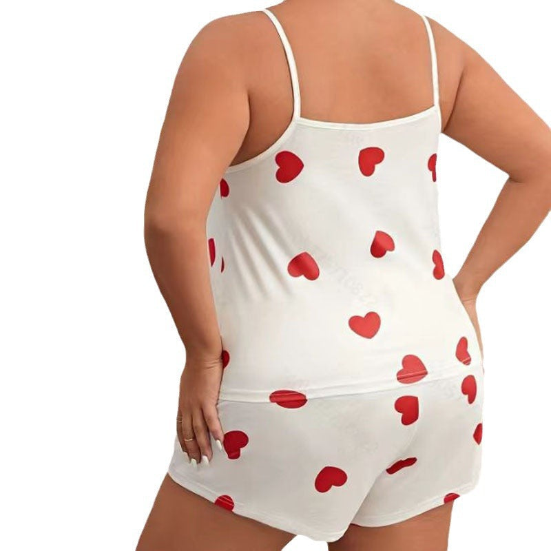 Women's Plus-sized Camisole Printed Pajamas Suit