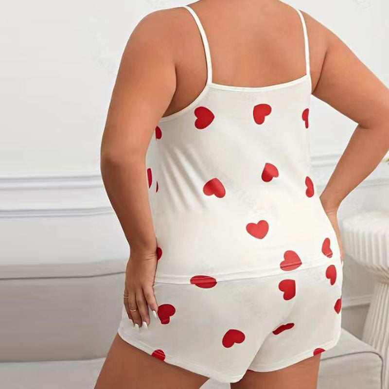 Women's Plus-sized Camisole Printed Pajamas Suit