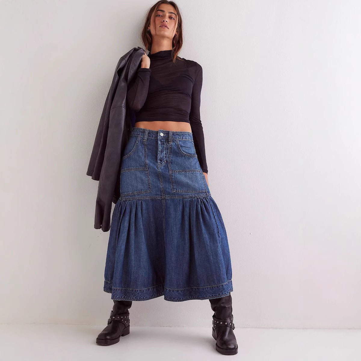 Fashion Retro Women's Casual Denim Skirt