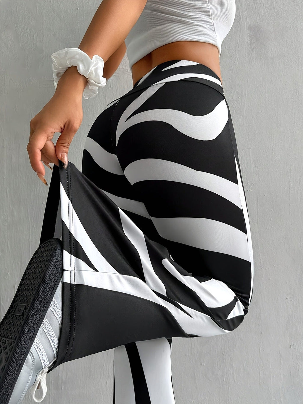 Women's Bell-bottom Pants Fashion Printed High Waist Sheath Casual Pants