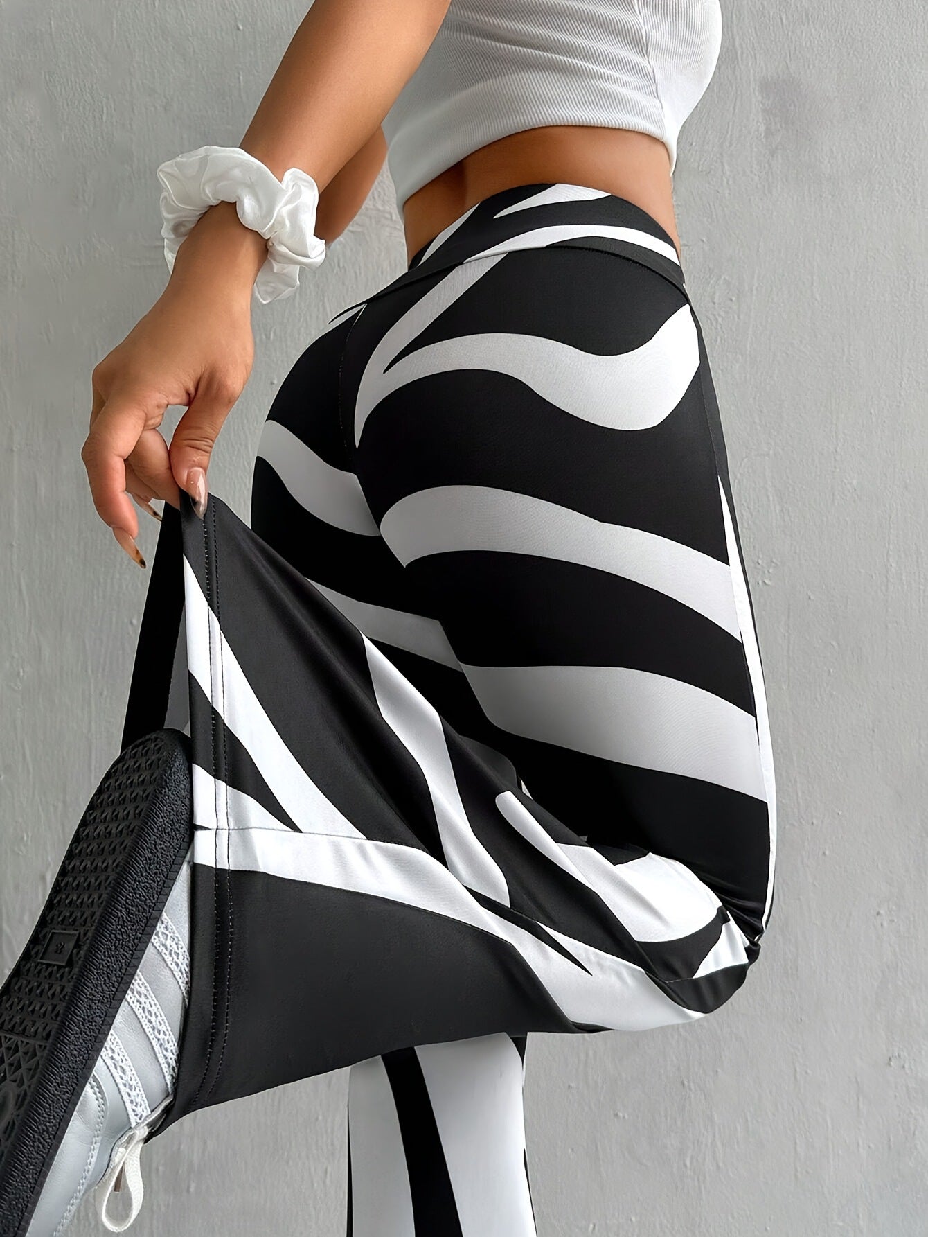 Women's Bell-bottom Pants Fashion Printed High Waist Sheath Casual Pants