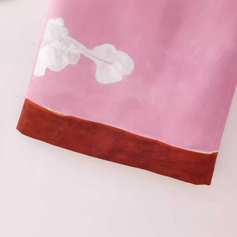 French Fashion Linen Blended Straight Skirt