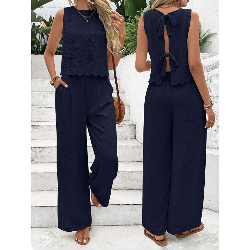 Women's Clothing Sleeveless Vest Casual Trousers Suit