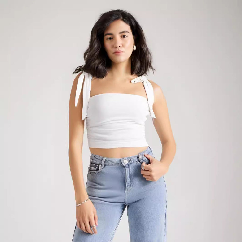 Hot Girl Bow Lace-up Sleeveless Sling