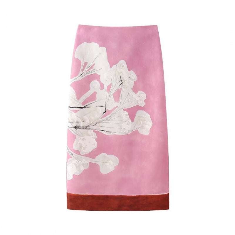 French Fashion Linen Blended Straight Skirt