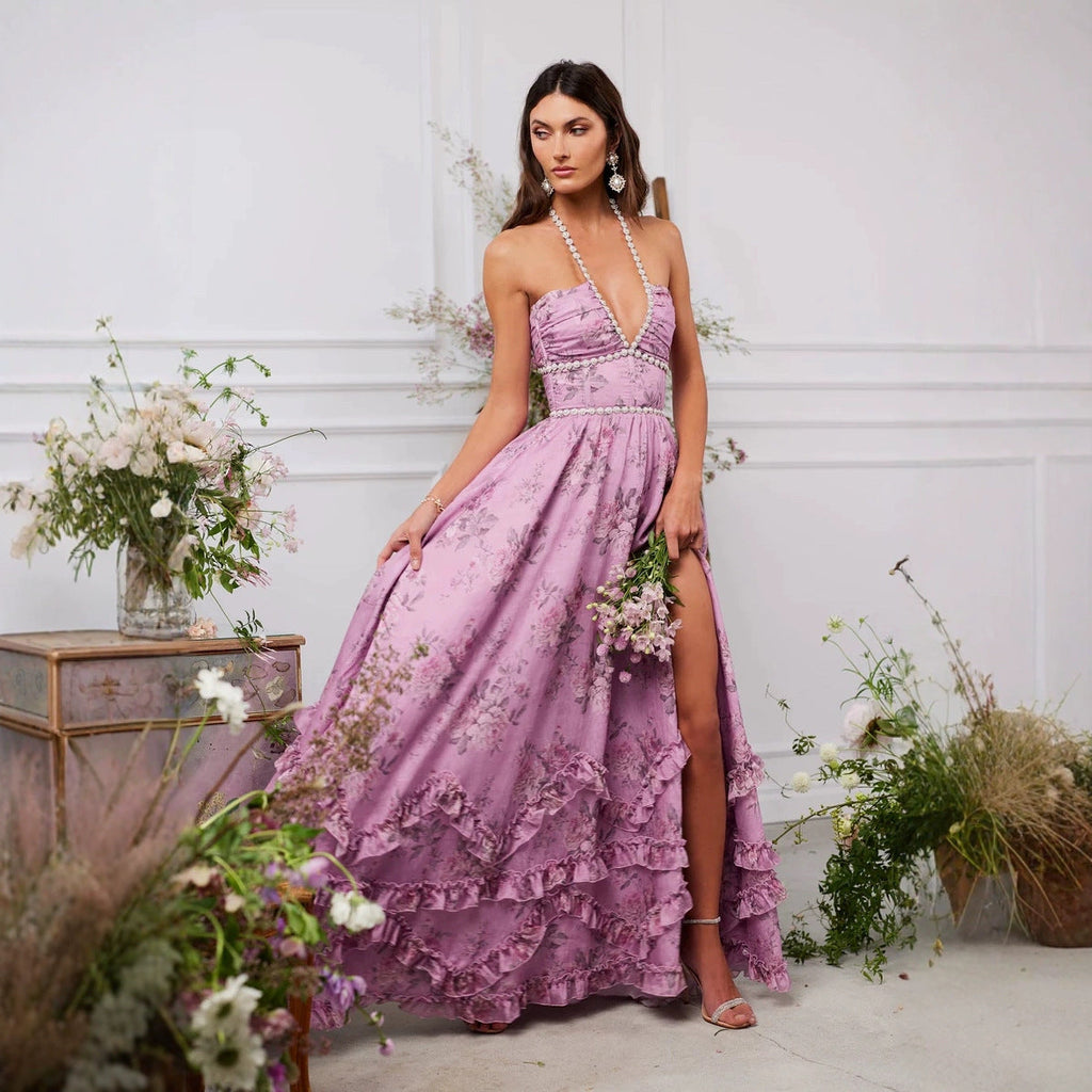 Elegant Graceful Printed Slim-fit Expansion Dress