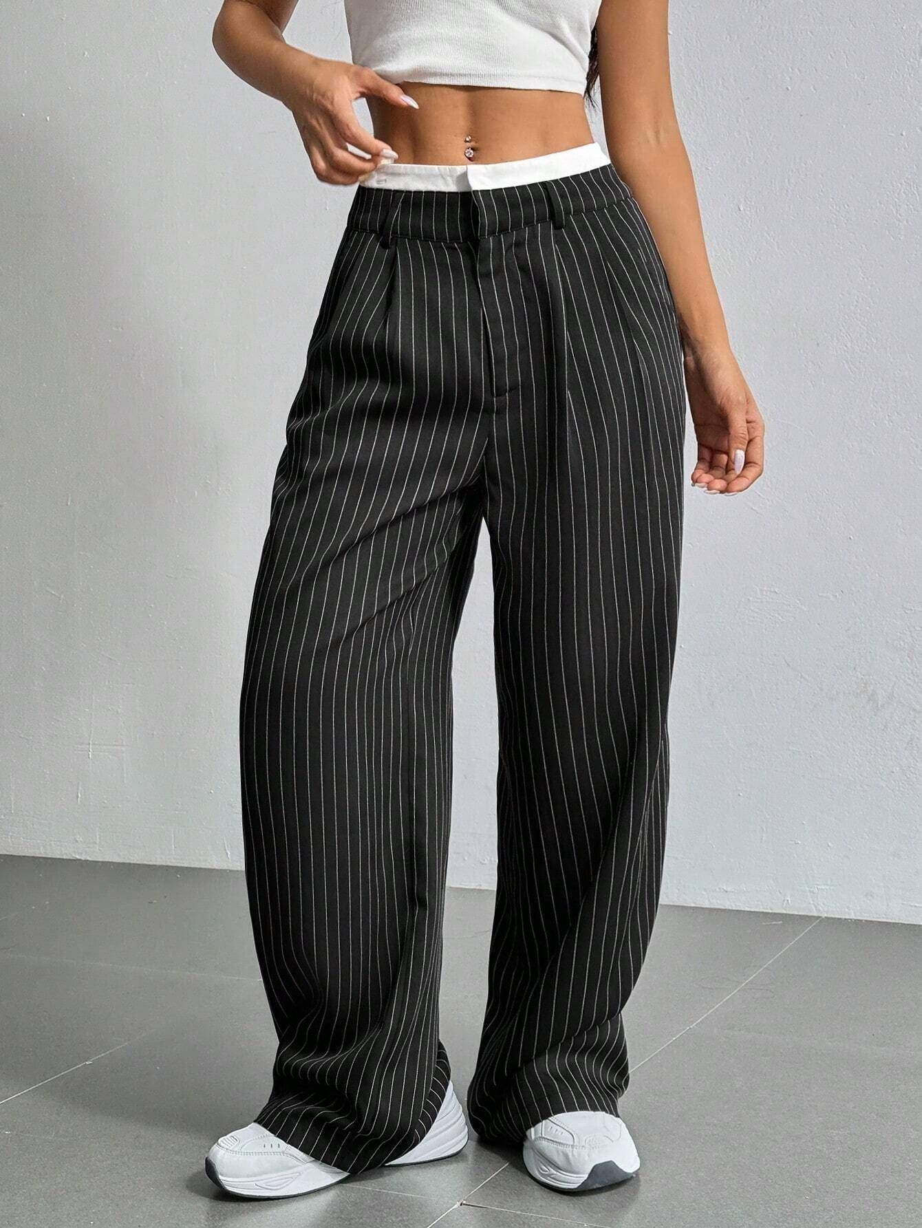 Stitching Suit Pants Simple Loose Drooping Straight-leg Pants