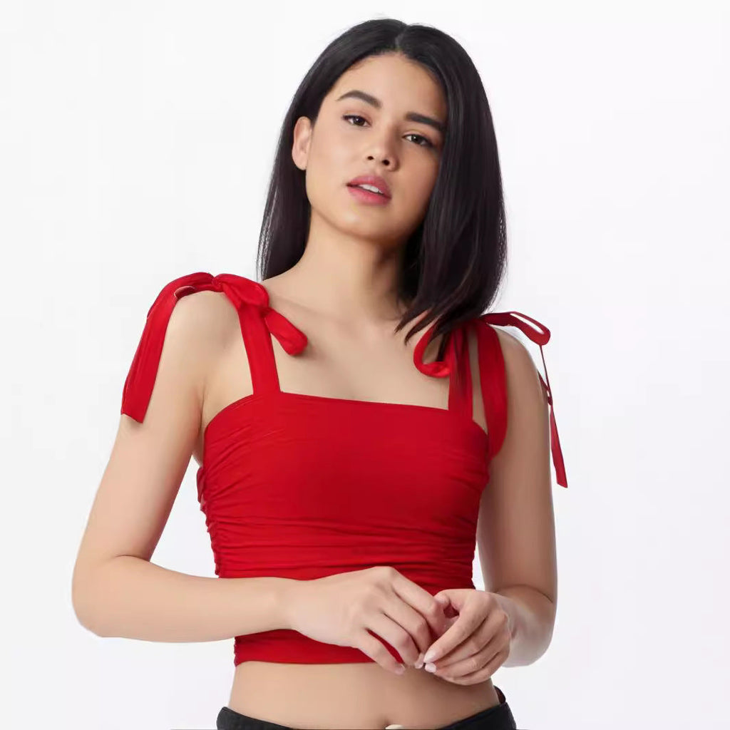 Hot Girl Bow Lace-up Sleeveless Sling