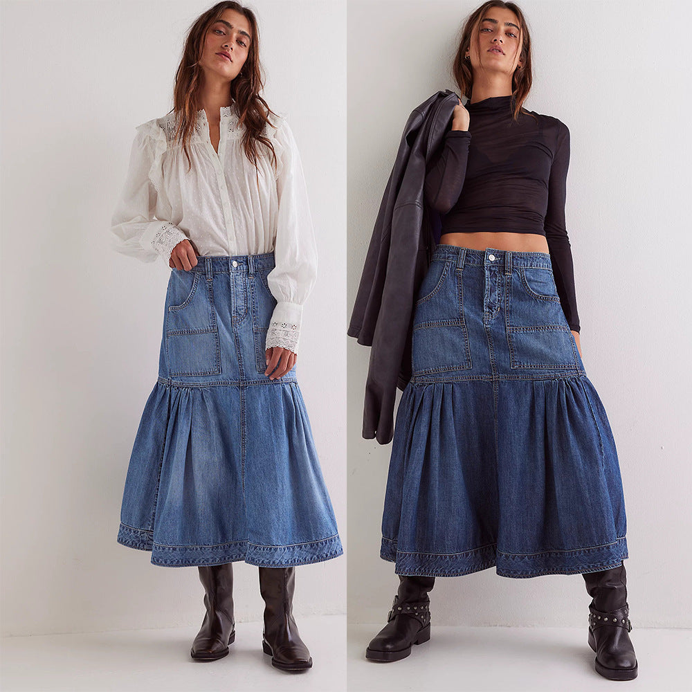 Fashion Retro Women's Casual Denim Skirt
