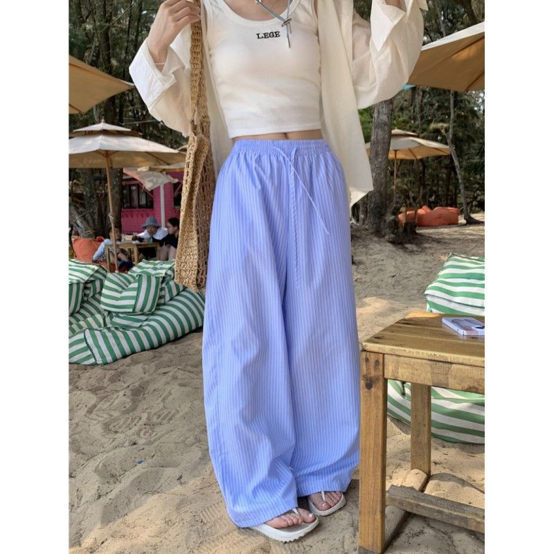 Women's New High Waist Straight Loose Wide Leg Mop Pants