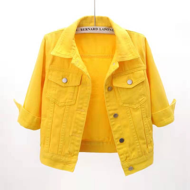 Spring And Summer Korean-style Mid-sleeve Denim Coat